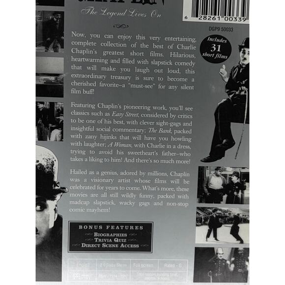 Charlie Chaplin The Legend Lives On (DVD, 5-Disc Set) Collector's Edition - Picture 8 of 8